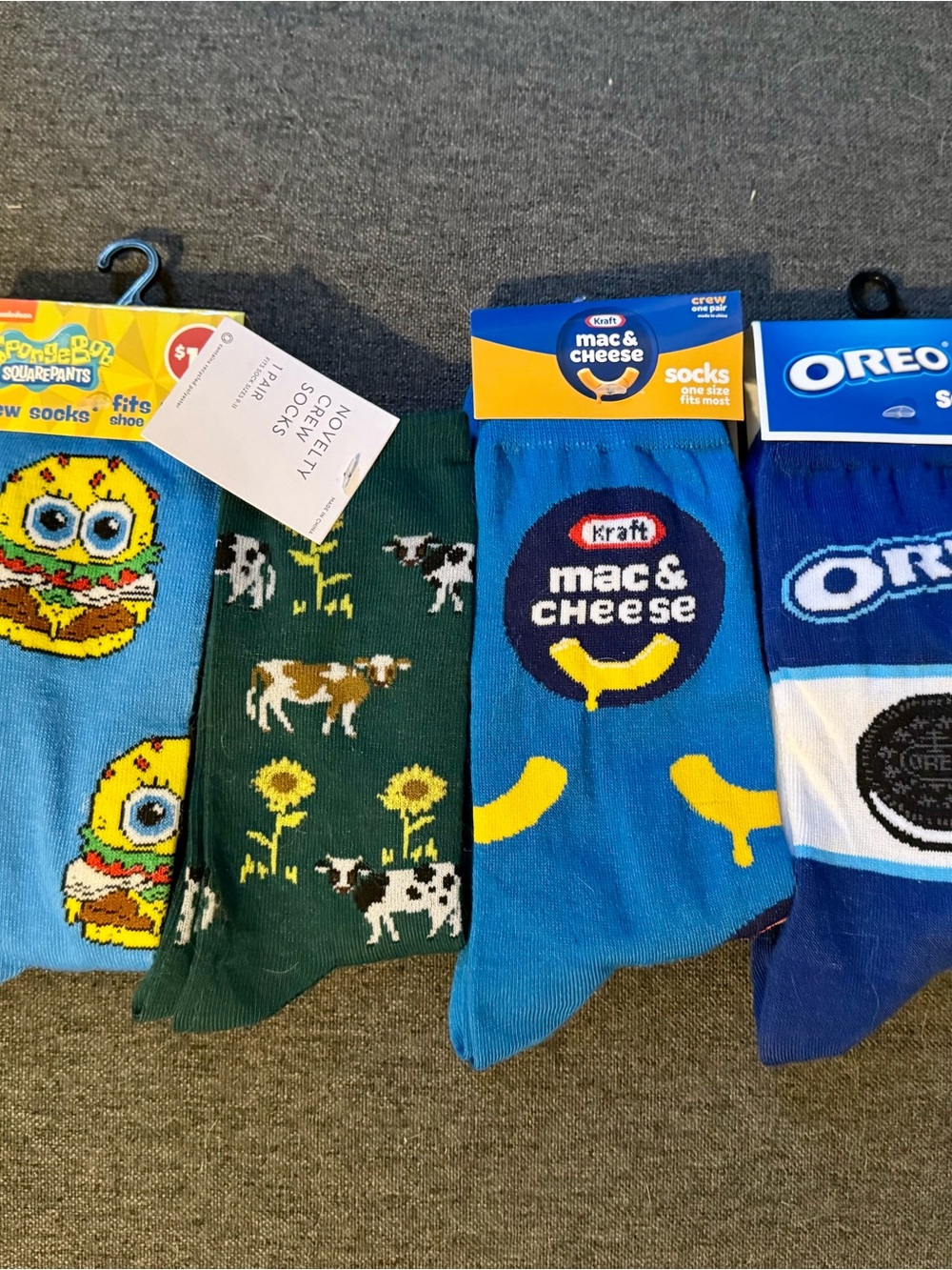 Novelty Crew Socks - Spongebob/Cows/Mac&Cheese/Oreos